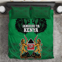 Kenya National Heroes Day Bedding Set Mashujaa With Lion Head And Coat Of Arms - Wonder Print Shop
