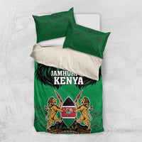 Kenya National Heroes Day Bedding Set Mashujaa With Lion Head And Coat Of Arms - Wonder Print Shop