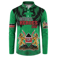 Kenya National Heroes Day Button Sweatshirt Mashujaa With Lion Head And Coat Of Arms - Wonder Print Shop
