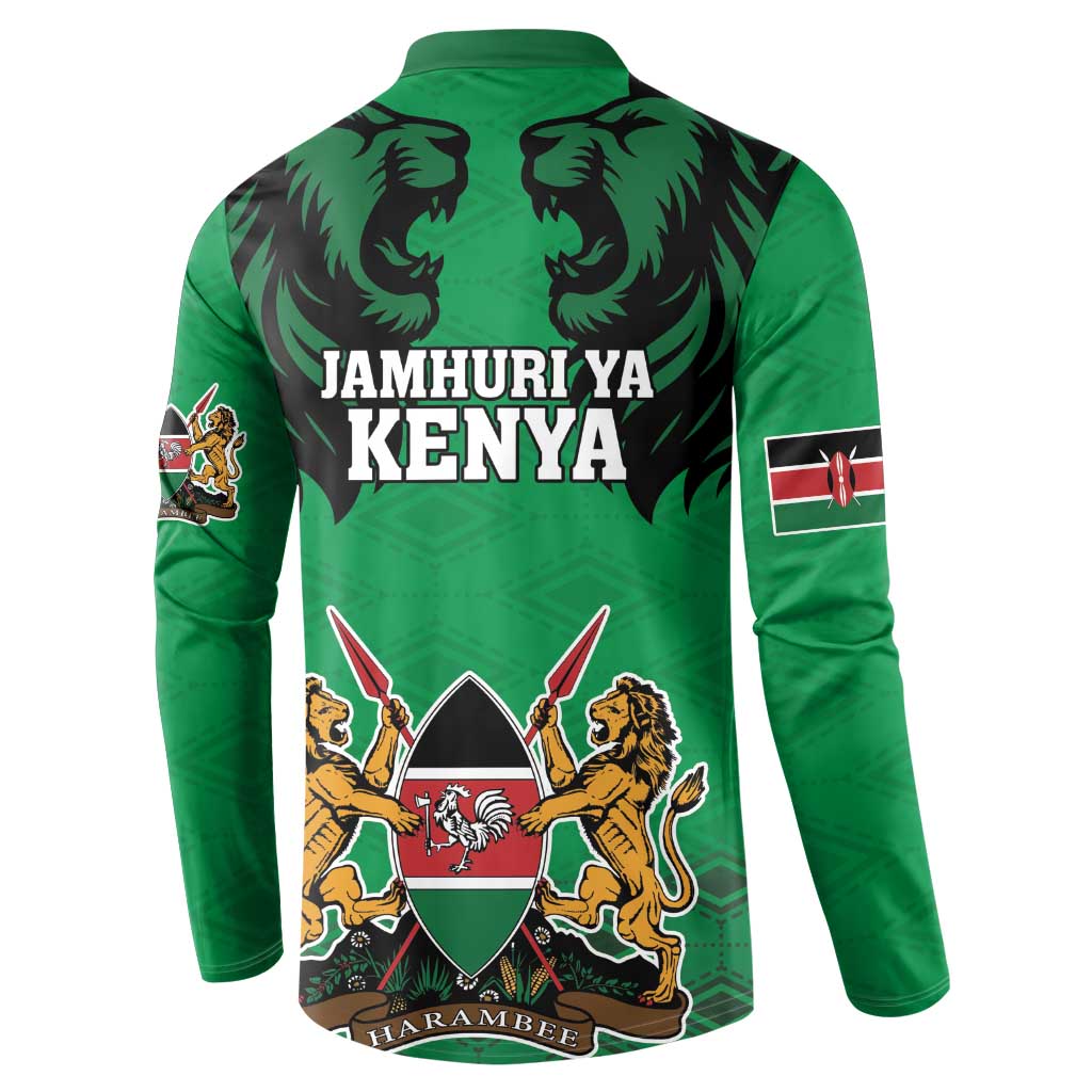 Kenya National Heroes Day Button Sweatshirt Mashujaa With Lion Head And Coat Of Arms - Wonder Print Shop