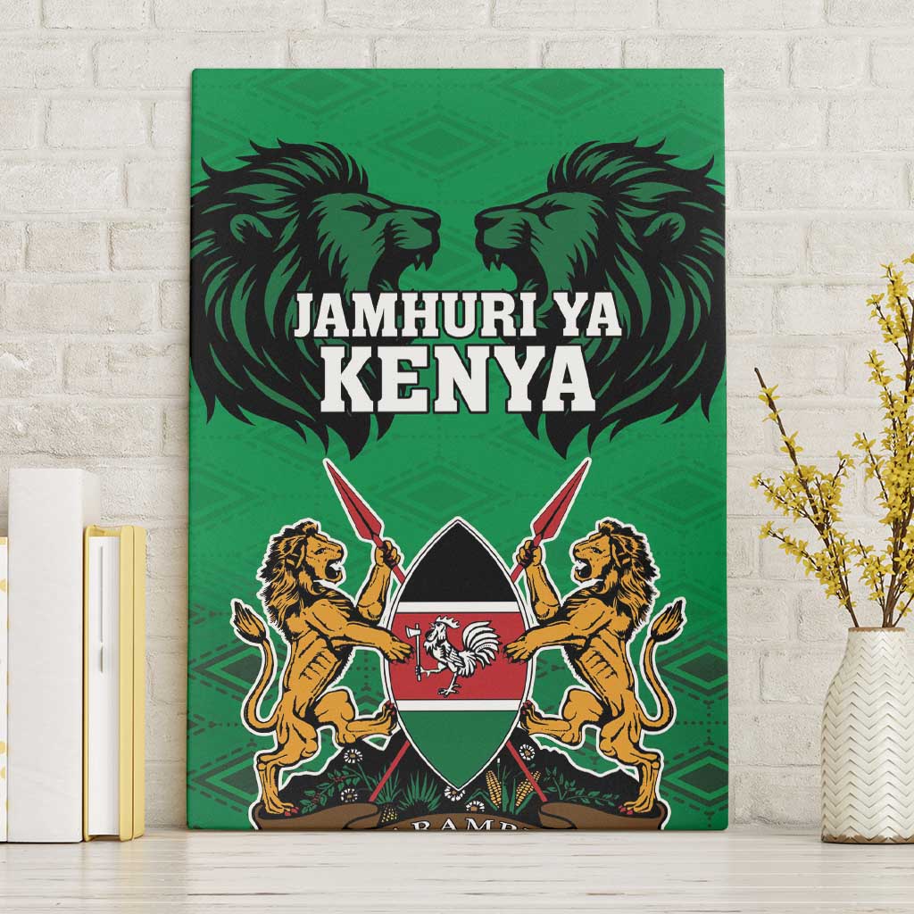 Kenya National Heroes Day Canvas Wall Art Mashujaa With Lion Head And Coat Of Arms - Wonder Print Shop