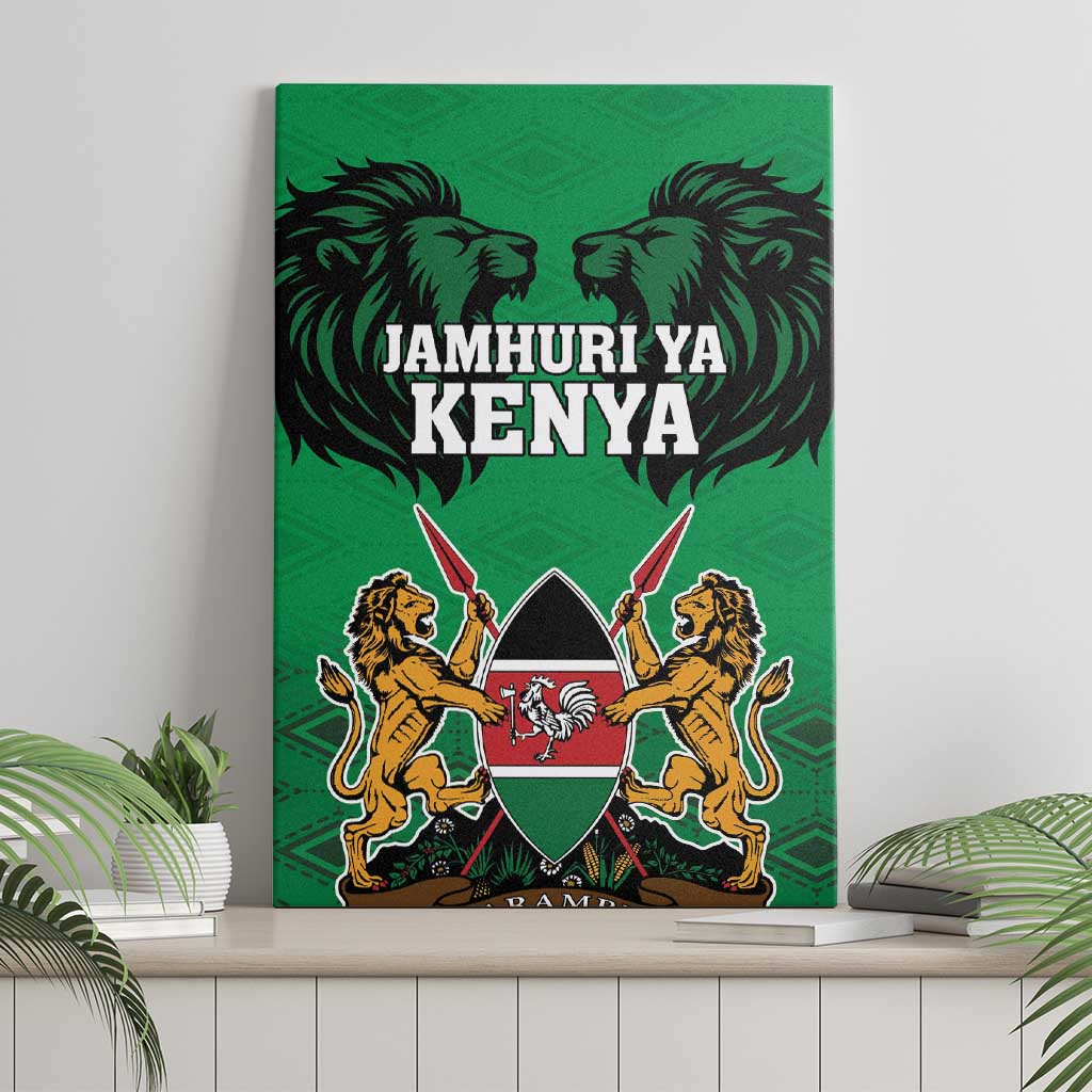 Kenya National Heroes Day Canvas Wall Art Mashujaa With Lion Head And Coat Of Arms - Wonder Print Shop