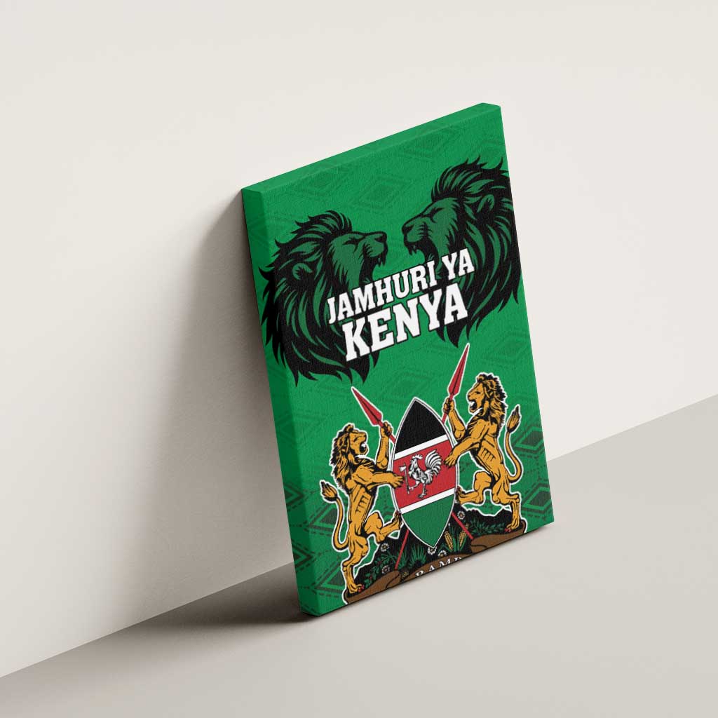 Kenya National Heroes Day Canvas Wall Art Mashujaa With Lion Head And Coat Of Arms - Wonder Print Shop