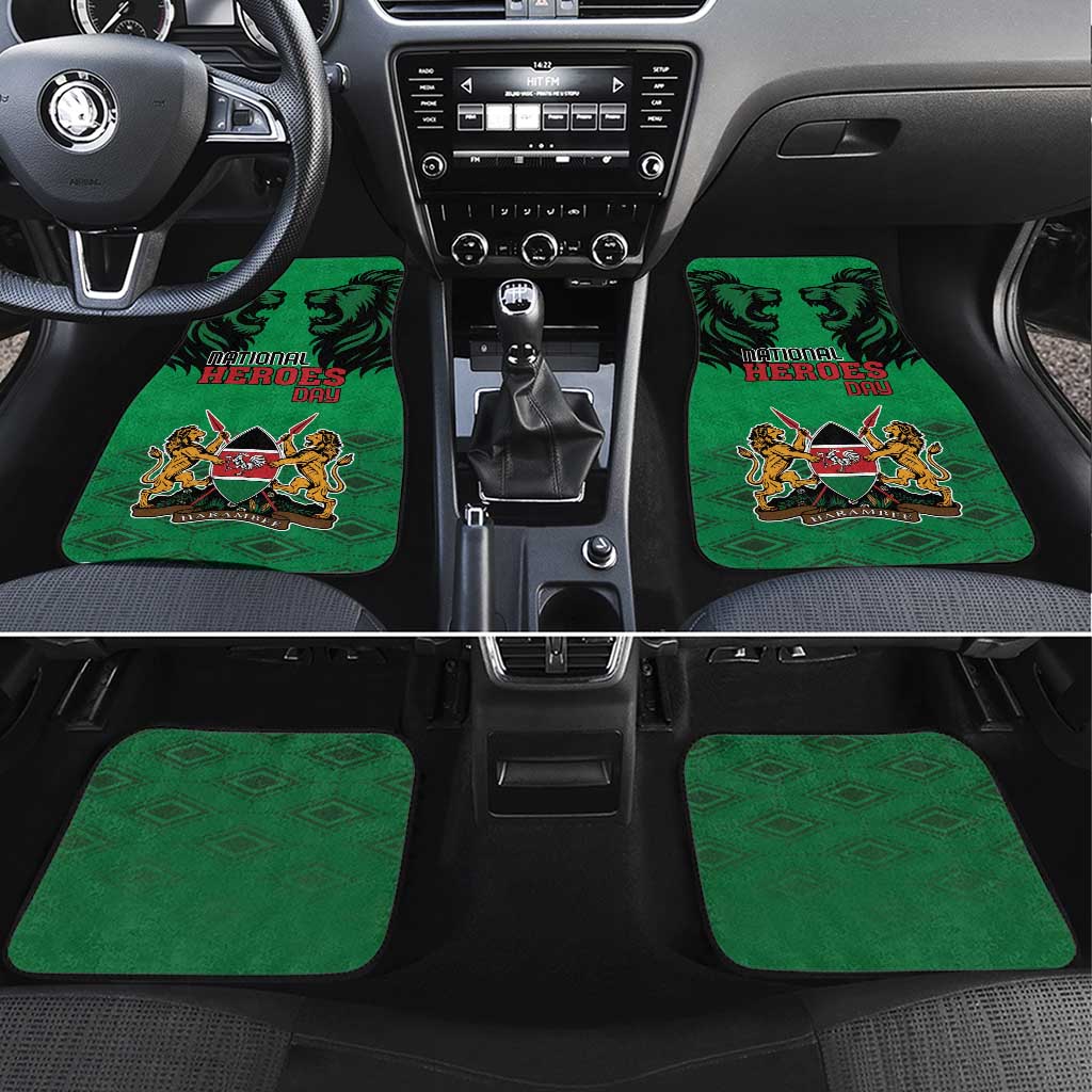 Kenya National Heroes Day Car Mats Mashujaa With Lion Head And Coat Of Arms - Wonder Print Shop