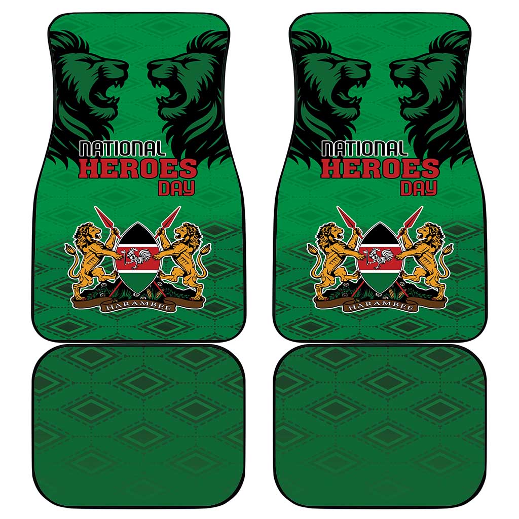 Kenya National Heroes Day Car Mats Mashujaa With Lion Head And Coat Of Arms - Wonder Print Shop