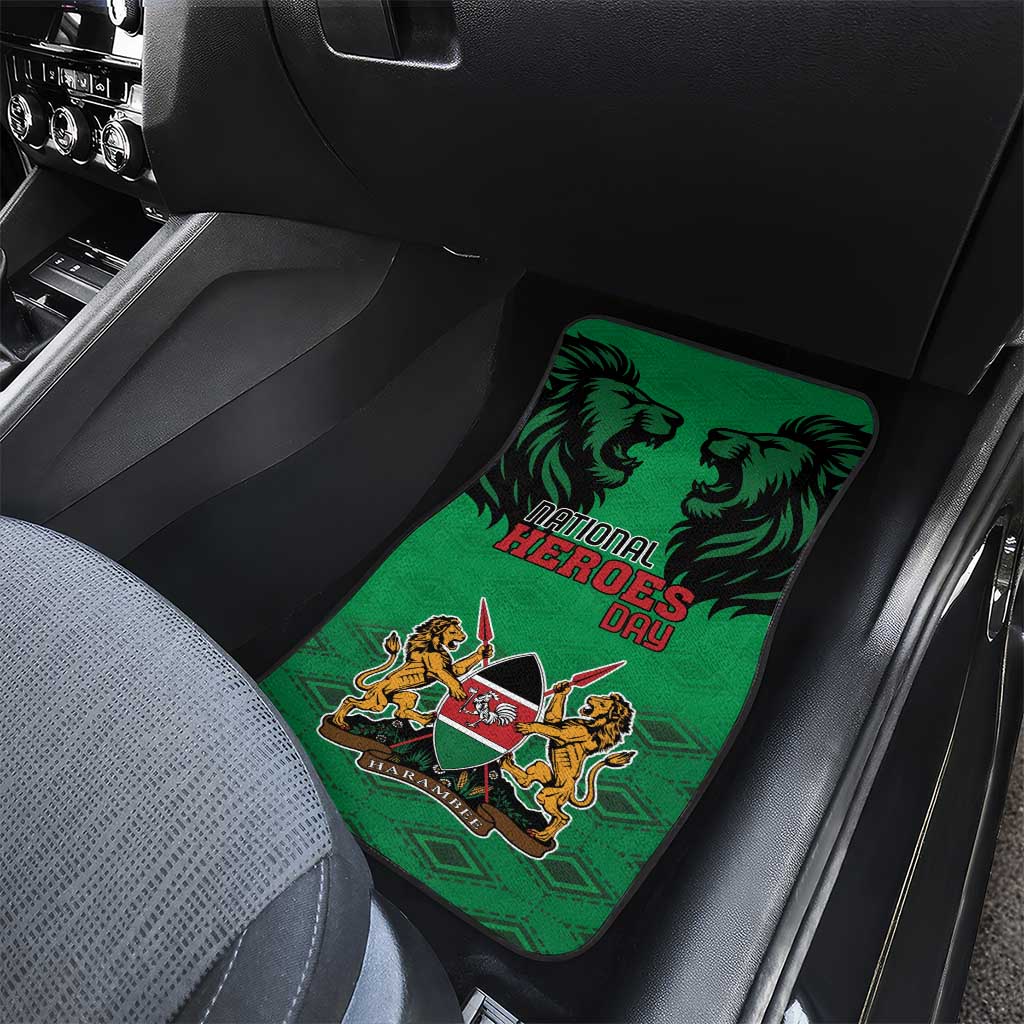 Kenya National Heroes Day Car Mats Mashujaa With Lion Head And Coat Of Arms - Wonder Print Shop
