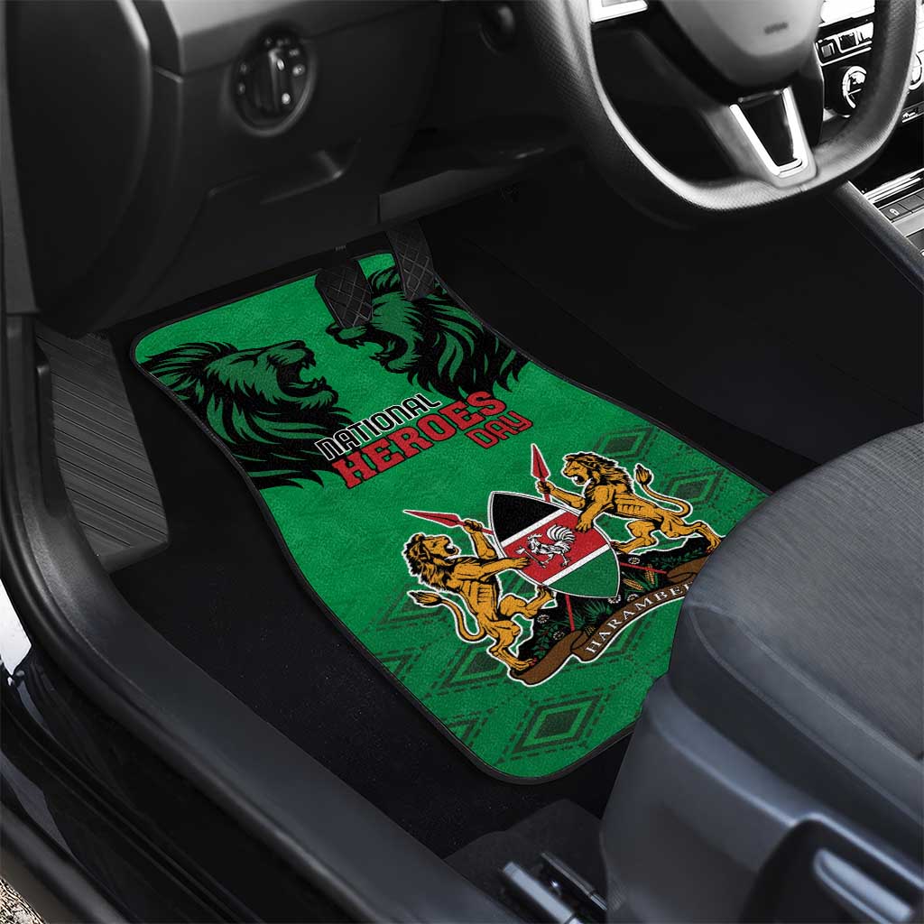 Kenya National Heroes Day Car Mats Mashujaa With Lion Head And Coat Of Arms - Wonder Print Shop