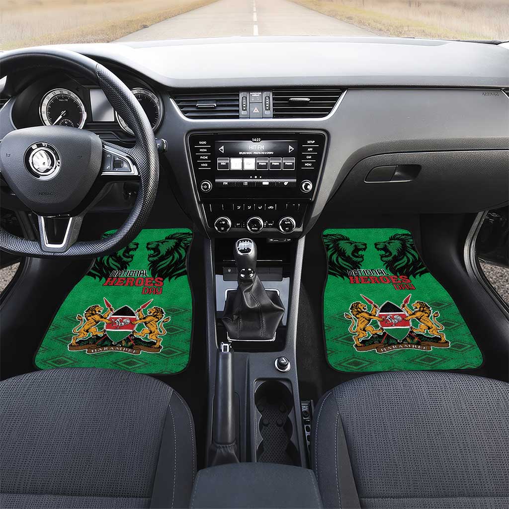 Kenya National Heroes Day Car Mats Mashujaa With Lion Head And Coat Of Arms - Wonder Print Shop