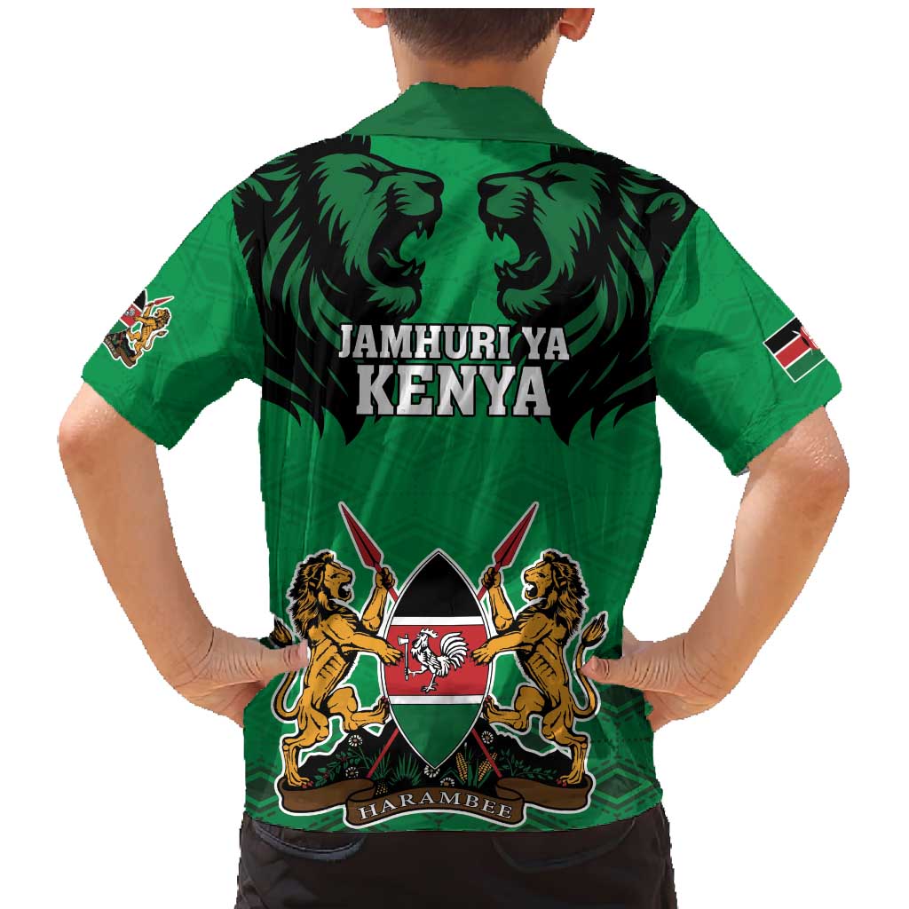 Kenya National Heroes Day Family Matching Mermaid Dress and Hawaiian Shirt Mashujaa With Lion Head And Coat Of Arms - Wonder Print Shop