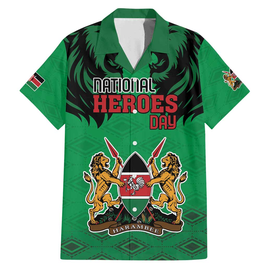 Kenya National Heroes Day Family Matching Mermaid Dress and Hawaiian Shirt Mashujaa With Lion Head And Coat Of Arms - Wonder Print Shop