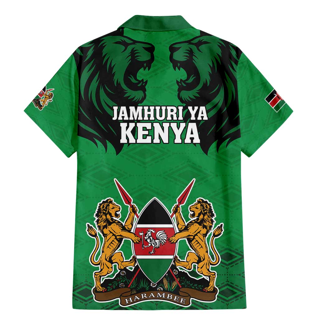 Kenya National Heroes Day Family Matching Mermaid Dress and Hawaiian Shirt Mashujaa With Lion Head And Coat Of Arms - Wonder Print Shop