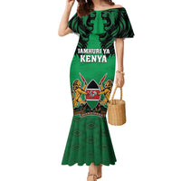 Kenya National Heroes Day Family Matching Mermaid Dress and Hawaiian Shirt Mashujaa With Lion Head And Coat Of Arms - Wonder Print Shop