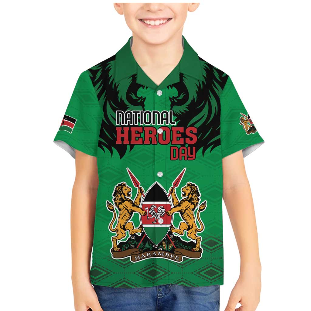 Kenya National Heroes Day Family Matching Mermaid Dress and Hawaiian Shirt Mashujaa With Lion Head And Coat Of Arms - Wonder Print Shop