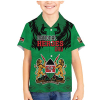 Kenya National Heroes Day Family Matching Mermaid Dress and Hawaiian Shirt Mashujaa With Lion Head And Coat Of Arms - Wonder Print Shop