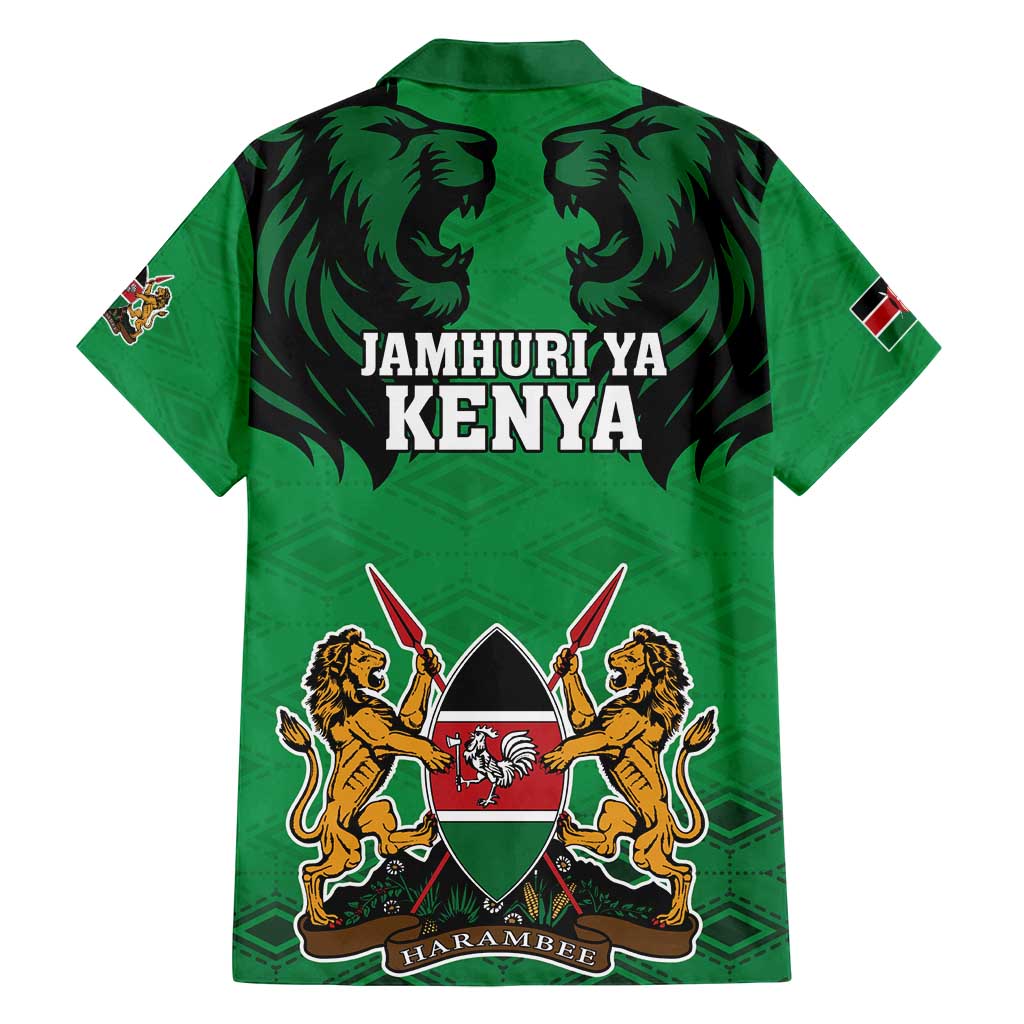 Kenya National Heroes Day Family Matching Off Shoulder Maxi Dress and Hawaiian Shirt Mashujaa With Lion Head And Coat Of Arms - Wonder Print Shop
