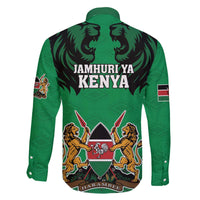 Kenya National Heroes Day Family Matching Off Shoulder Short Dress and Hawaiian Shirt Mashujaa With Lion Head And Coat Of Arms - Wonder Print Shop