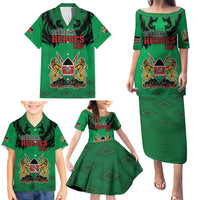 Kenya National Heroes Day Family Matching Puletasi and Hawaiian Shirt Mashujaa With Lion Head And Coat Of Arms - Wonder Print Shop