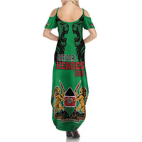 Kenya National Heroes Day Family Matching Summer Maxi Dress and Hawaiian Shirt Mashujaa With Lion Head And Coat Of Arms - Wonder Print Shop