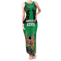 Kenya National Heroes Day Family Matching Tank Maxi Dress and Hawaiian Shirt Mashujaa With Lion Head And Coat Of Arms - Wonder Print Shop