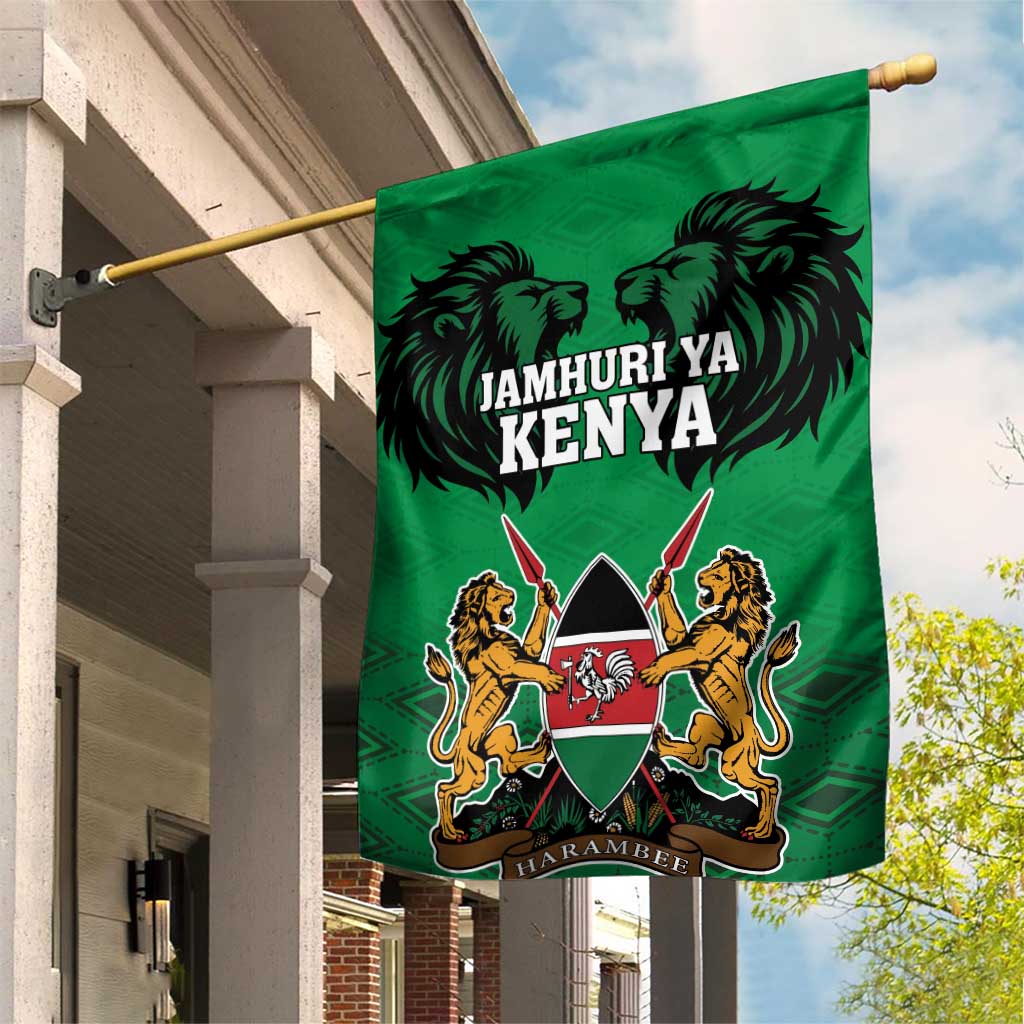 Kenya National Heroes Day Garden Flag Mashujaa With Lion Head And Coat Of Arms - Wonder Print Shop