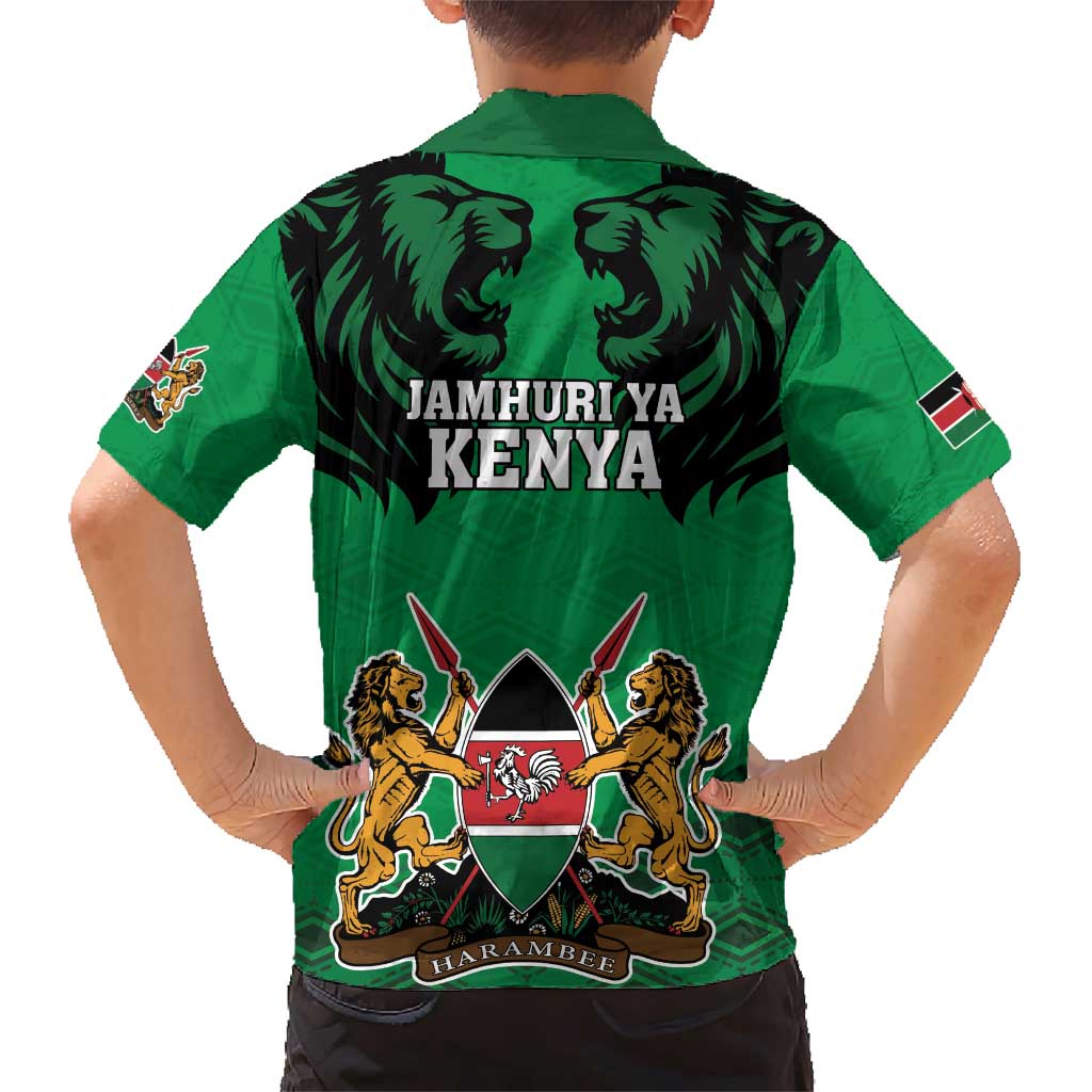 Kenya National Heroes Day Hawaiian Shirt Mashujaa With Lion Head And Coat Of Arms - Wonder Print Shop