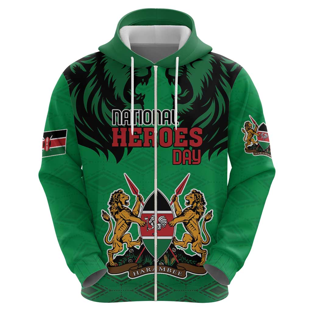 Kenya National Heroes Day Hoodie Mashujaa With Lion Head And Coat Of Arms - Wonder Print Shop