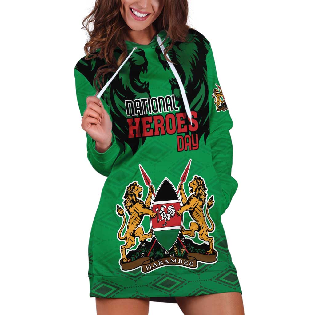 Kenya National Heroes Day Hoodie Dress Mashujaa With Lion Head And Coat Of Arms - Wonder Print Shop