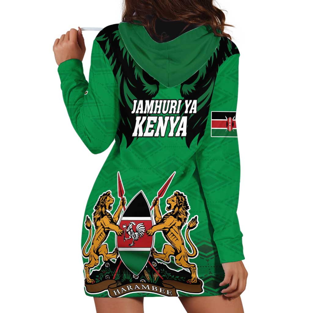 Kenya National Heroes Day Hoodie Dress Mashujaa With Lion Head And Coat Of Arms - Wonder Print Shop