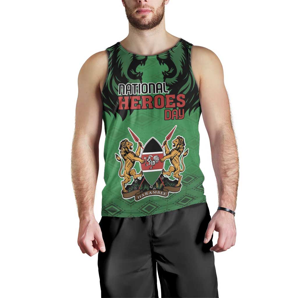 Kenya National Heroes Day Men Tank Top Mashujaa With Lion Head And Coat Of Arms - Wonder Print Shop