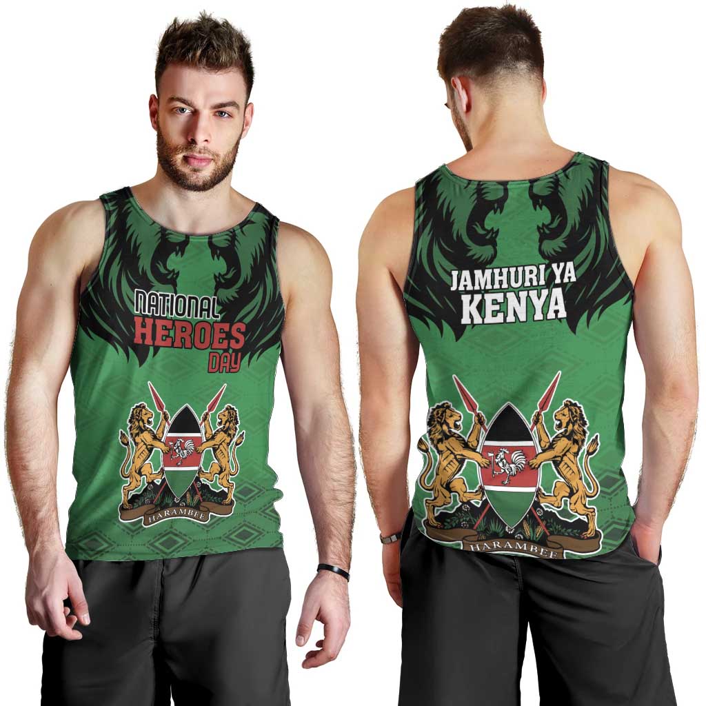 Kenya National Heroes Day Men Tank Top Mashujaa With Lion Head And Coat Of Arms - Wonder Print Shop