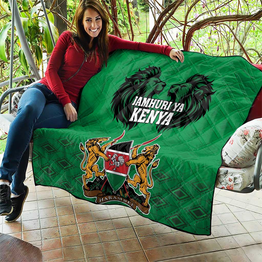 Kenya National Heroes Day Quilt Mashujaa With Lion Head And Coat Of Arms - Wonder Print Shop