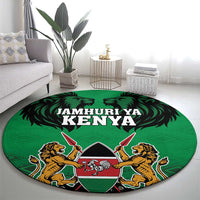 Kenya National Heroes Day Round Carpet Mashujaa With Lion Head And Coat Of Arms