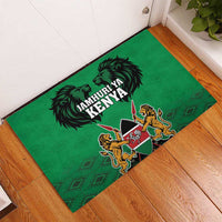 Kenya National Heroes Day Rubber Doormat Mashujaa With Lion Head And Coat Of Arms - Wonder Print Shop