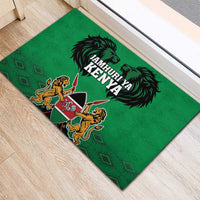 Kenya National Heroes Day Rubber Doormat Mashujaa With Lion Head And Coat Of Arms - Wonder Print Shop