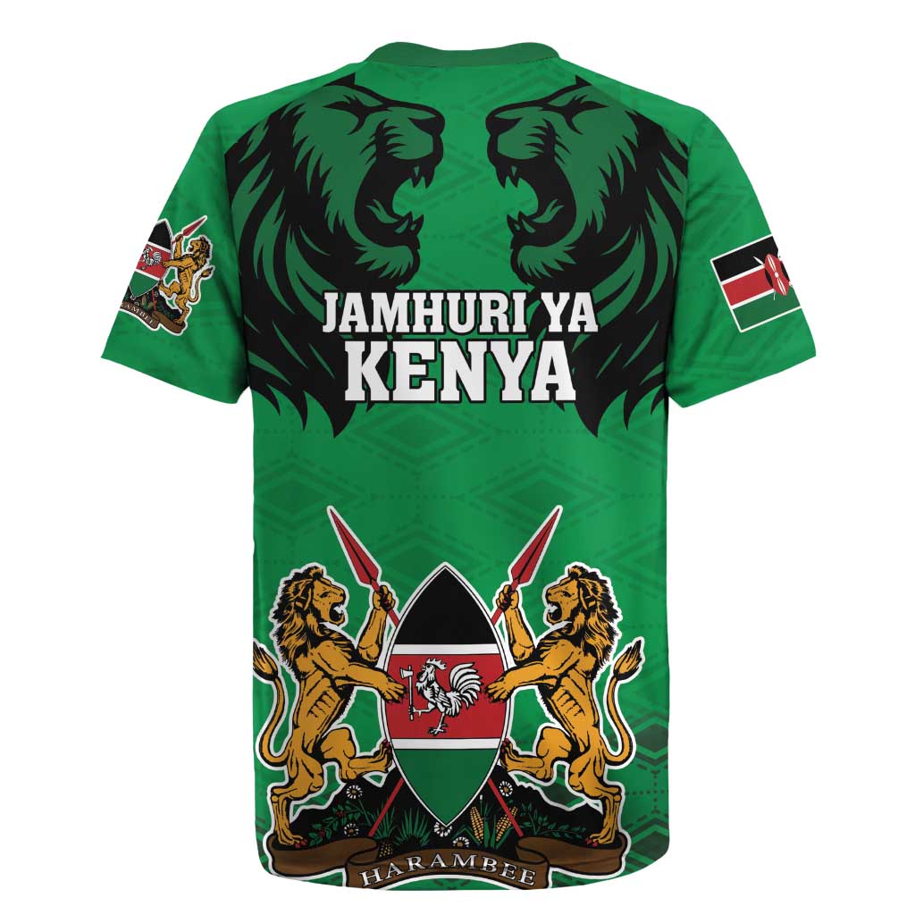 Kenya National Heroes Day Rugby Jersey Mashujaa With Lion Head And Coat Of Arms - Wonder Print Shop