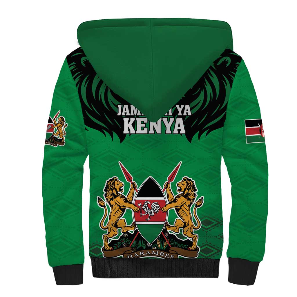 Kenya National Heroes Day Sherpa Hoodie Mashujaa With Lion Head And Coat Of Arms - Wonder Print Shop