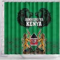 Kenya National Heroes Day Shower Curtain Mashujaa With Lion Head And Coat Of Arms