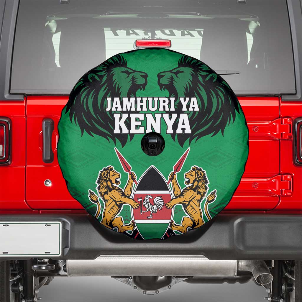 Kenya National Heroes Day Spare Tire Cover Mashujaa With Lion Head And Coat Of Arms - Wonder Print Shop