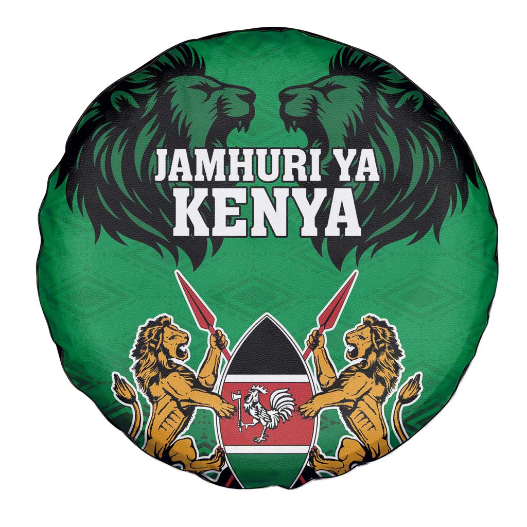 Kenya National Heroes Day Spare Tire Cover Mashujaa With Lion Head And Coat Of Arms - Wonder Print Shop