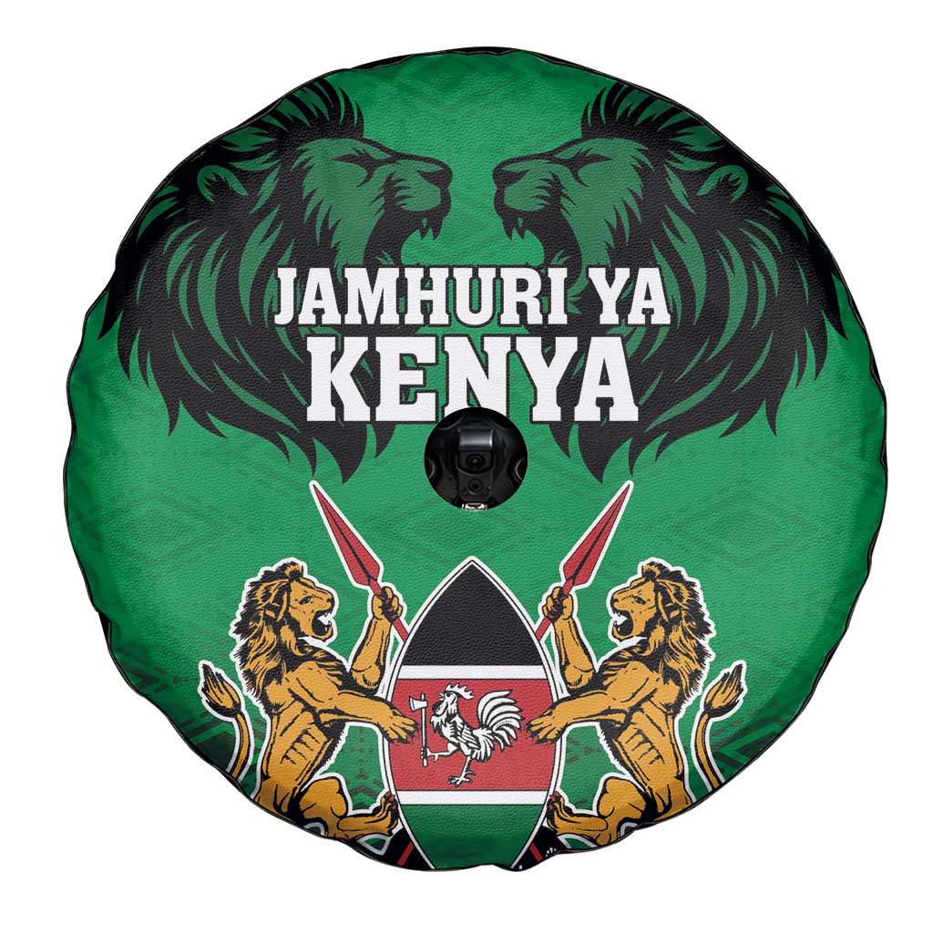 Kenya National Heroes Day Spare Tire Cover Mashujaa With Lion Head And Coat Of Arms - Wonder Print Shop