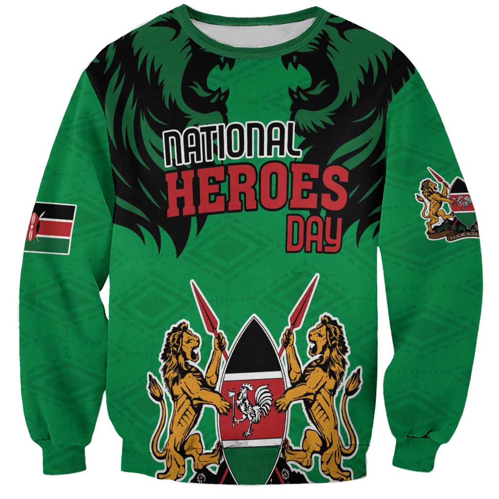 Kenya National Heroes Day Sweatshirt Mashujaa With Lion Head And Coat Of Arms - Wonder Print Shop