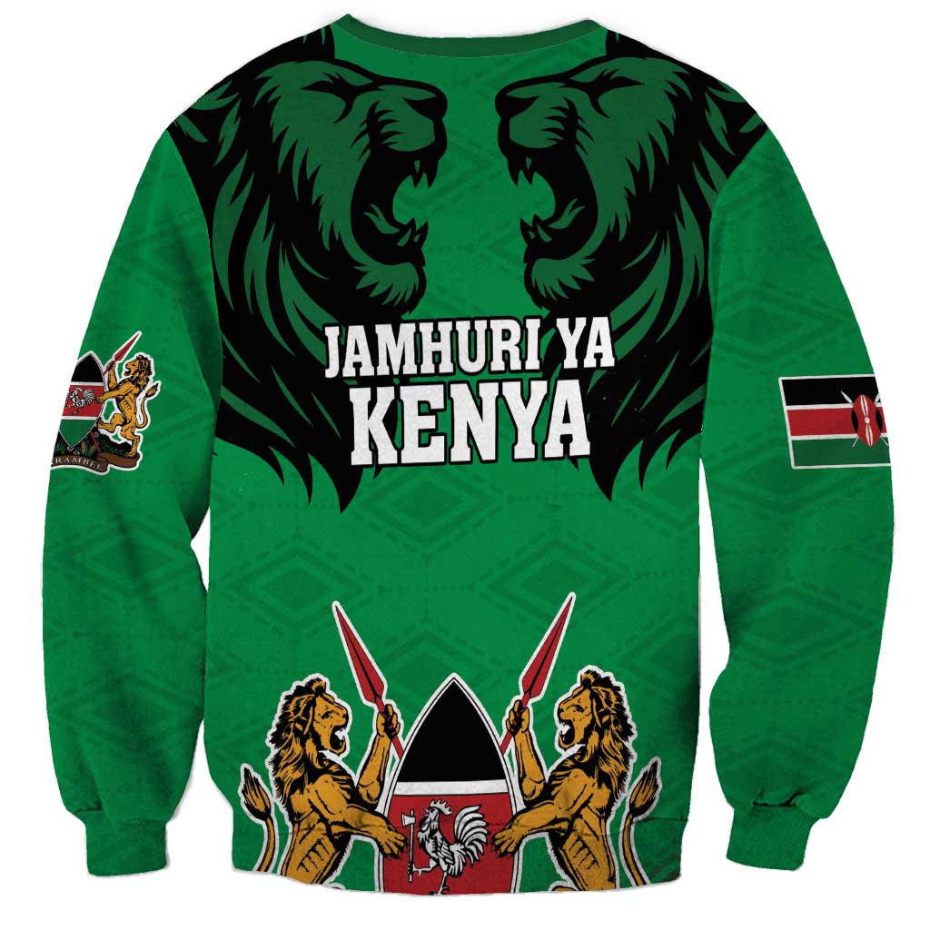 Kenya National Heroes Day Sweatshirt Mashujaa With Lion Head And Coat Of Arms - Wonder Print Shop