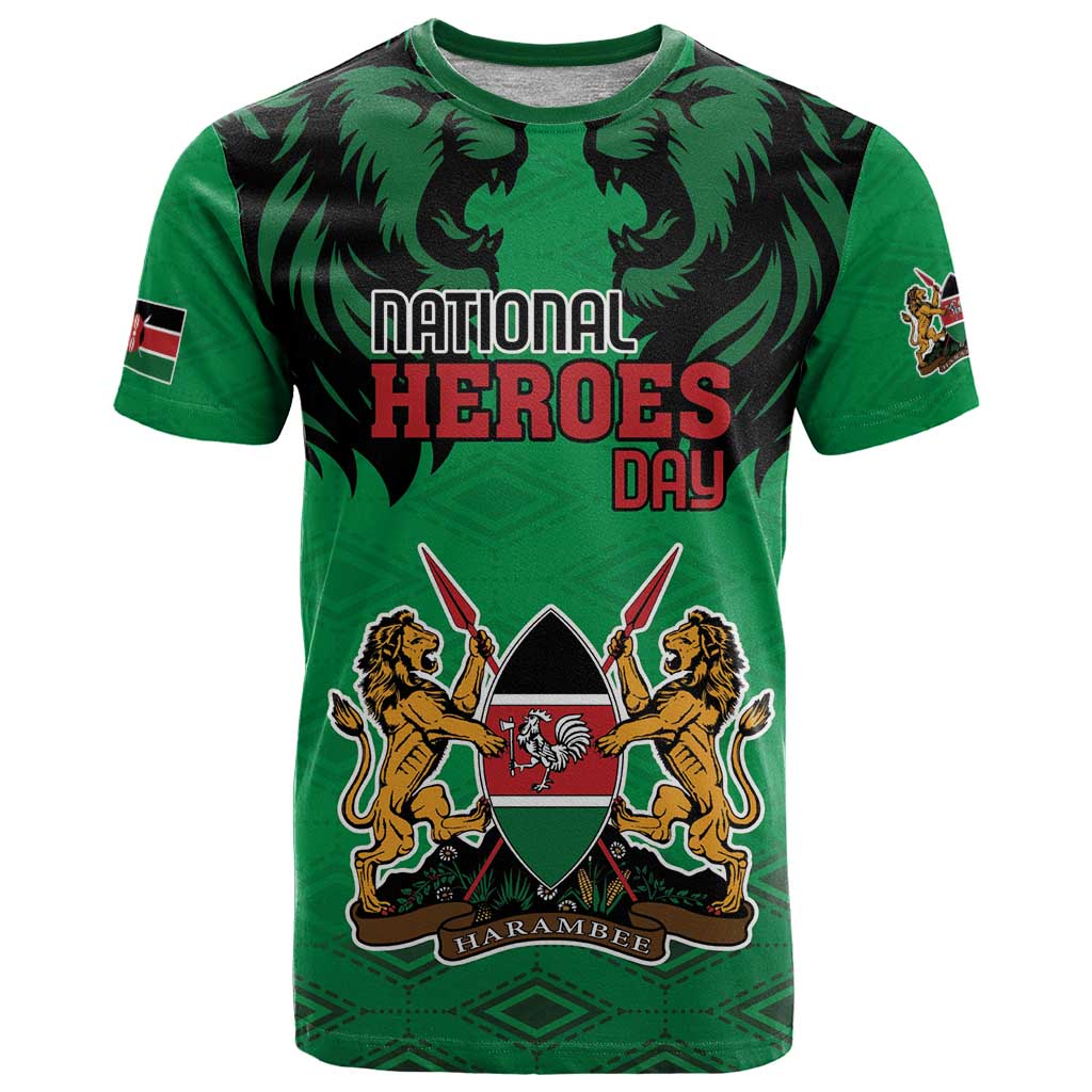 Kenya National Heroes Day T Shirt Mashujaa With Lion Head And Coat Of Arms - Wonder Print Shop
