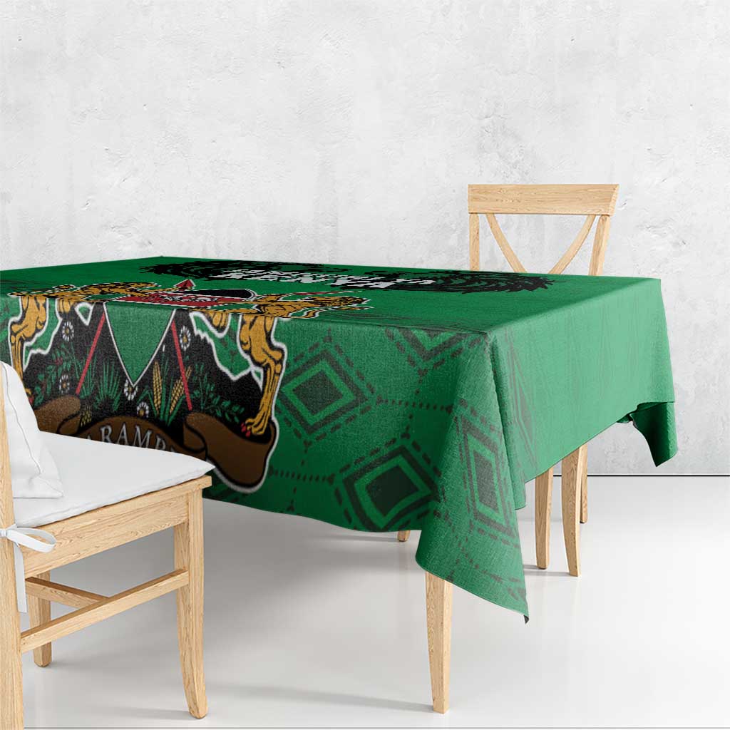 Kenya National Heroes Day Tablecloth Mashujaa With Lion Head And Coat Of Arms - Wonder Print Shop