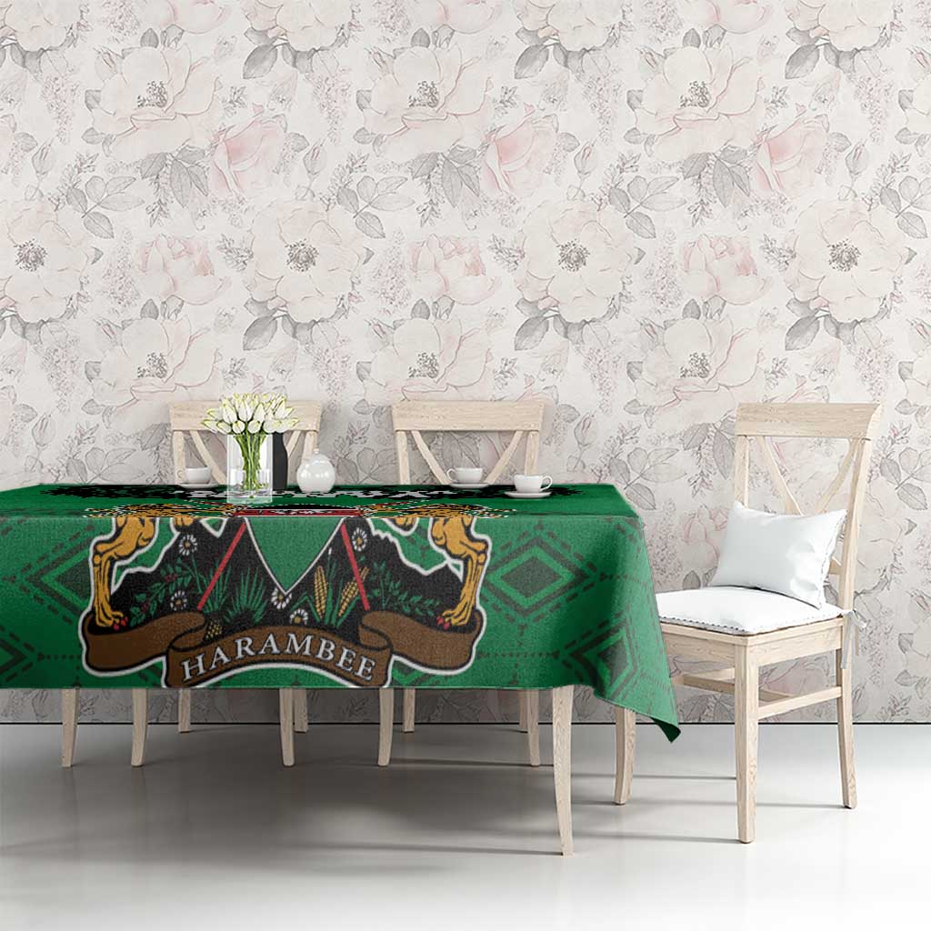 Kenya National Heroes Day Tablecloth Mashujaa With Lion Head And Coat Of Arms - Wonder Print Shop