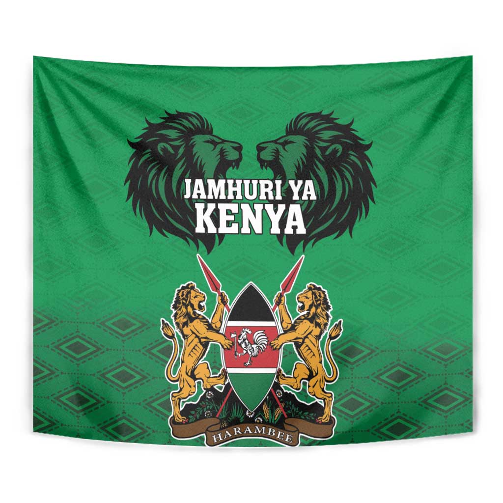 Kenya National Heroes Day Tapestry Mashujaa With Lion Head And Coat Of Arms - Wonder Print Shop