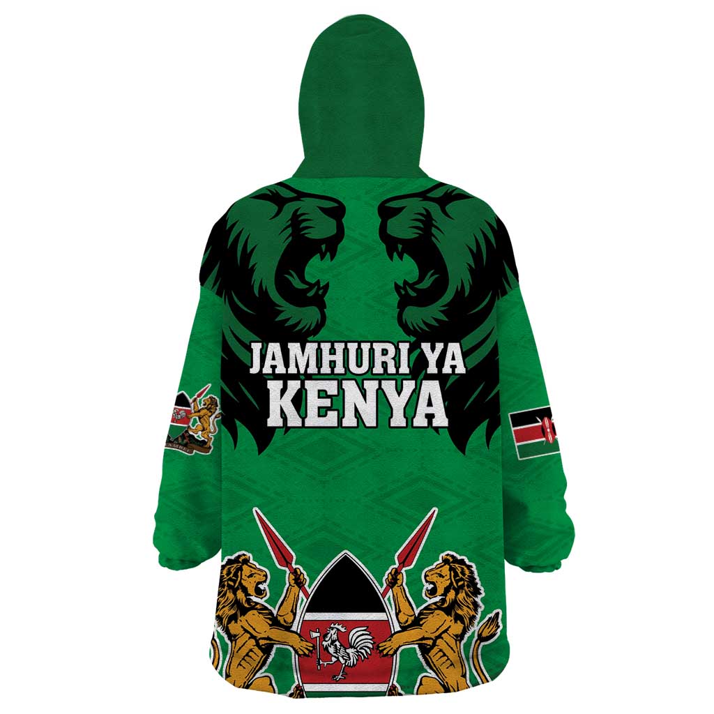 Kenya National Heroes Day Wearable Blanket Hoodie Mashujaa With Lion Head And Coat Of Arms - Wonder Print Shop