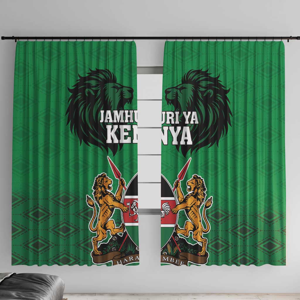 Kenya National Heroes Day Window Curtain Mashujaa With Lion Head And Coat Of Arms - Wonder Print Shop