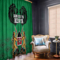 Kenya National Heroes Day Window Curtain Mashujaa With Lion Head And Coat Of Arms - Wonder Print Shop