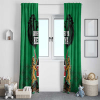 Kenya National Heroes Day Window Curtain Mashujaa With Lion Head And Coat Of Arms - Wonder Print Shop